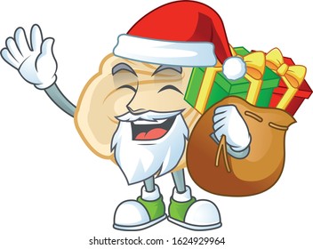 Santa dumpling Cartoon character design having box of gift