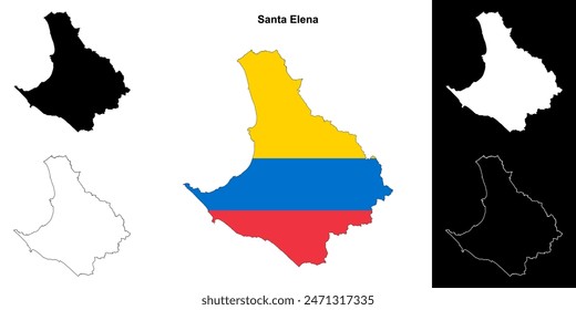 Santa Elena province outline map set