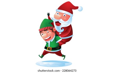 Santa and Elf in Christmas 