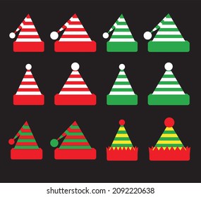 Santa and Elf Christmas Hat in vector