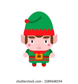 Santa Elf Cute kawaii isolated. funny Christmas cartoon style. kids character. Xmas Childrens style. 