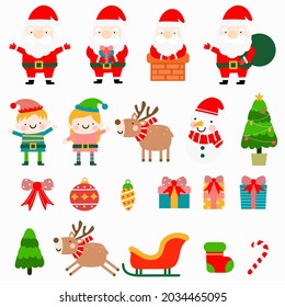 Santa and Elf  Flat Clipart, Merry Christmas Collections,