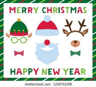 Santa and Elf hats, deer antlers, Christmas photo booth frame
