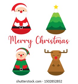 Santa, Elf, Reindeer and Christmas pine tree. Let's celebrate Christmas time.
