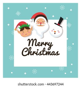 Santa, elf and snowman icon. Merry Christmas. Vector graphic