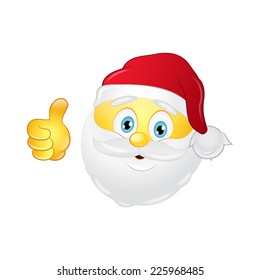 Santa emoticon with a beard on a white background.