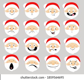 Santa Emoticon Icon Flat Design Cartoon Face Vector illustration