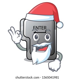 Santa enter button installed on computer cartoon
