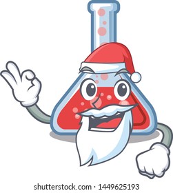 Santa erlenmeyer flask in cartoon lab room