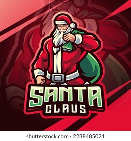 Santa esport mascot logo design 