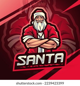 Santa esport mascot logo design 