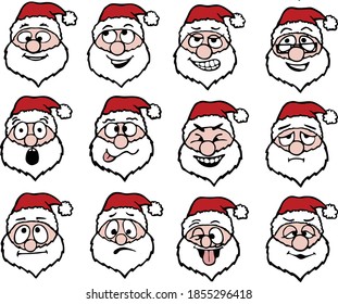 Santa for every mood! This clip art piece features  tweleve different santa expressions!