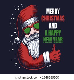 Santa eyeglasses merry christmas and a happy new year