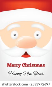 Santa Face with Beard and Seasonal Greeting. International seasonal winter holiday concept vector art
