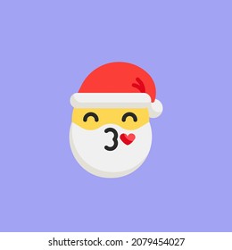 Santa Face Blowing a Kiss emoticon flat icon, vector sign, colorful pictogram. Symbol, logo illustration. Flat style design