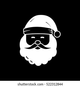 Santa Face Christmas New Year Flat Icon On Black Background