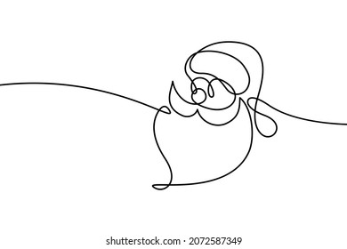 Santa cara con estilo de dibujo de línea continua. El diseño lineal negro minimalista de la cabeza de Santa Claus aislado sobre fondo blanco. Ilustración del vector