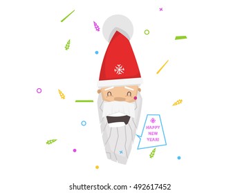 Santa face.  Funny cartoon style. Vector illustration.