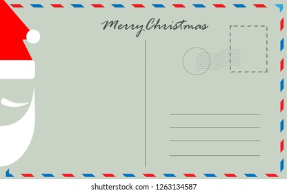 Santa face on Christmas postcard