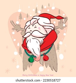 santa face of smile with 25 snowing.
it mean to day 25 on december every year is day of family