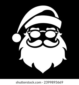 Santa Face Stencil Template. Stencils Design for Window. Image suitable for laser cutting, plotter cutting or printing.