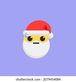Santa Face with Sweat flat icon, vector sign, colorful pictogram. Symbol, logo illustration. Flat style design