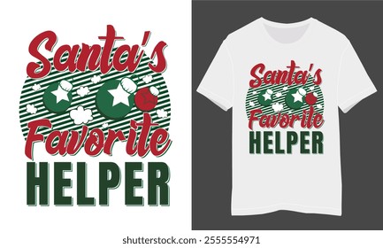 Santa Favorite Helper T-shirt Design With White T-shirt