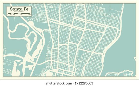Santa Fe Argentina City Map in Retro Style. Outline Map. Vector Illustration.