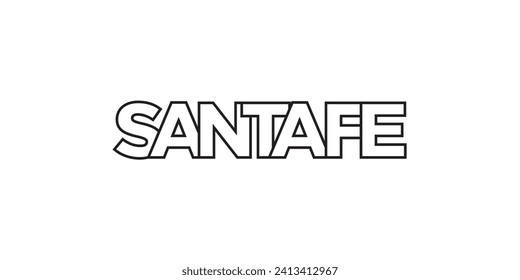 Santa Fe in the Argentina emblem for print and web. Design features geometric style, vector illustration with bold typography in modern font. Graphic slogan lettering isolated on white background.