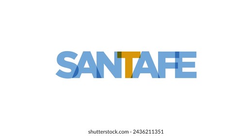 Santa Fe in the Argentina emblem for print and web. Design features geometric style, vector illustration with bold typography in modern font. Graphic slogan lettering isolated on white background.