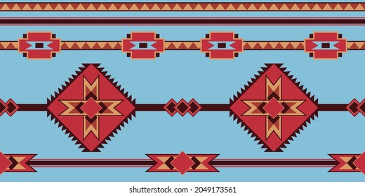 Santa Fe blanket abstract design in repeat seamless pattern - Vector Illustration