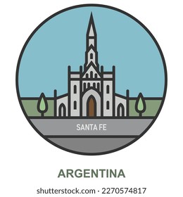 Santa Fe. Cities and towns in Argentina. Flat landmark