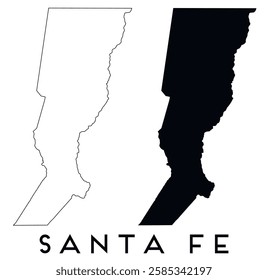 Santa Fe city map outline and black silhouette vector