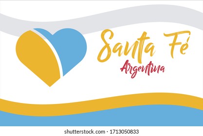 Santa Fe, ciudad de Argentina, AR (Santa Fe, city of Argentina, AR in spanish) banner heart for print and tourism.