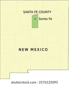 Santa Fe County and city of Santa Fe location on New Mexico state map