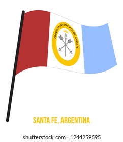 Santa Fe Flag Waving Vector Illustration on White Background. Flag of Argentina Provinces.