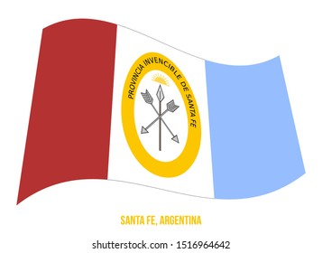Santa Fe Flag Waving Vector Illustration on White Background. Flag of Argentina Provinces.