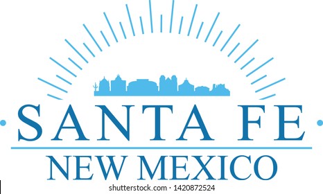 Santa Fe New Mexico. Banner Design. City Skyline. Silhouette Vector. Famous Monuments.