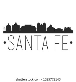 Santa Fe New Mexico. City Skyline. Silhouette City. Design Vector. Famous Monuments.