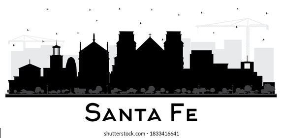 Santa Fe New Mexico City Skyline Silhouette with Black Buildings Isolated on White. Vector Illustration. Santa Fe USA Cityscape with Landmarks. Business Travel and Tourism Concept.