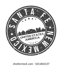 Santa Fe New Mexico USA Stamp Logo Icon Skyline Silhouette Symbol Round Design Skyline City.