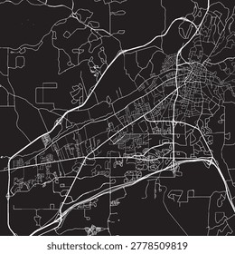Santa Fe New Mexico Vector Map, Detailed City Street Map Black and White Minimalist Line Art