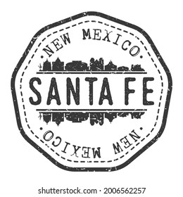 Santa Fe, NM, USA Stamp Skyline Postmark. Silhouette Postal Passport. City Round Vector Icon. Vintage Postage Design.