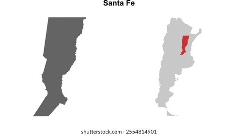 Santa Fe province blank outline map set