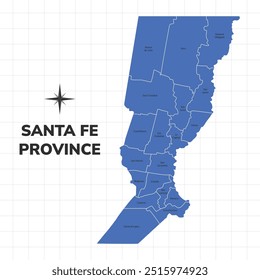 Santa Fe Province map illustration. Map of the Province in Argentina