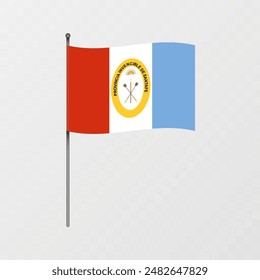 Santa Fe region flag on flagpole. Vector illustration.