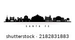Santa Fe skyline horizontal banner. Black and white silhouette of Santa Fe, New Mexico. Vector template for your design. 