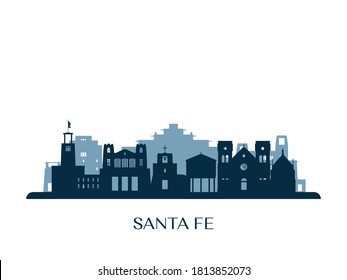 Santa Fe skyline, monochrome silhouette. Vector illustration.