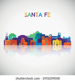 Santa Fe skyline silhouette in colorful geometric style. Symbol for your design. Vector illustration.