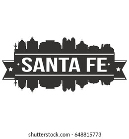 Santa Fe Skyline Silhouette Design City Vector Art Stencil.